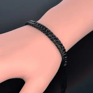 GELANG TITANIUM RANTAI BAJA BLACK PRIA MACHO /GELANG TANGAN TITANIUM RANTAI HITAM PRIA DAN WANITA ANTIKARAT MURAH MODEL TERBARU GELANG BAJA