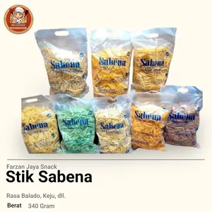 Farzan Jaya Snack Stik Sabena Balado / Keju / Sapi Panggang / Cemilan Renyah Gurih - Isi 340 Gram All Varian