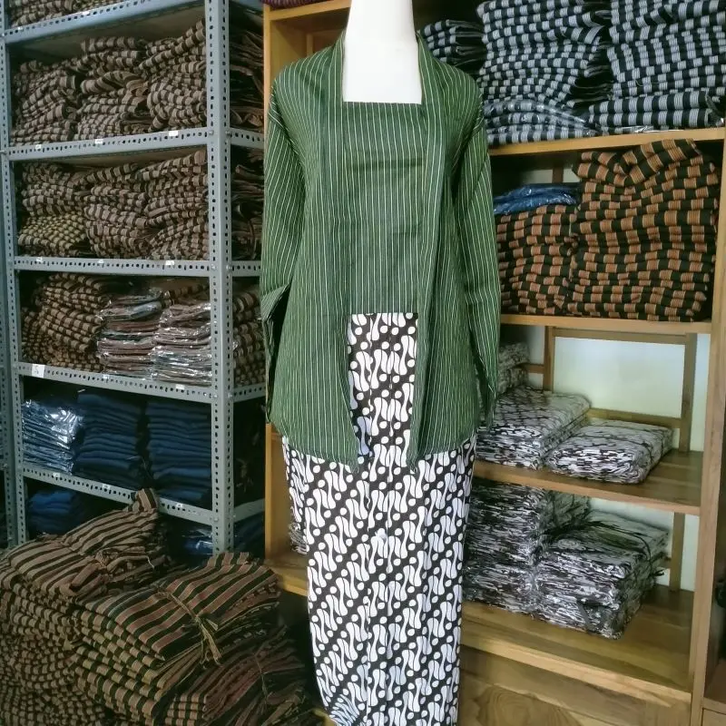 Set Baju kebaya lurik wanita adat jawa Kebaya kutubaru lurik jogja solo Atasan Dewasa Motif 1