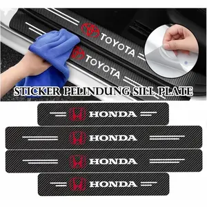 [ BISA COD ] Full Set 4pcs Car Carbon Fiber Treshold Strip Protector Stiker Carbon Mobil Pijakan Dibawah Pelindung Pintu Mobil untuk Honda