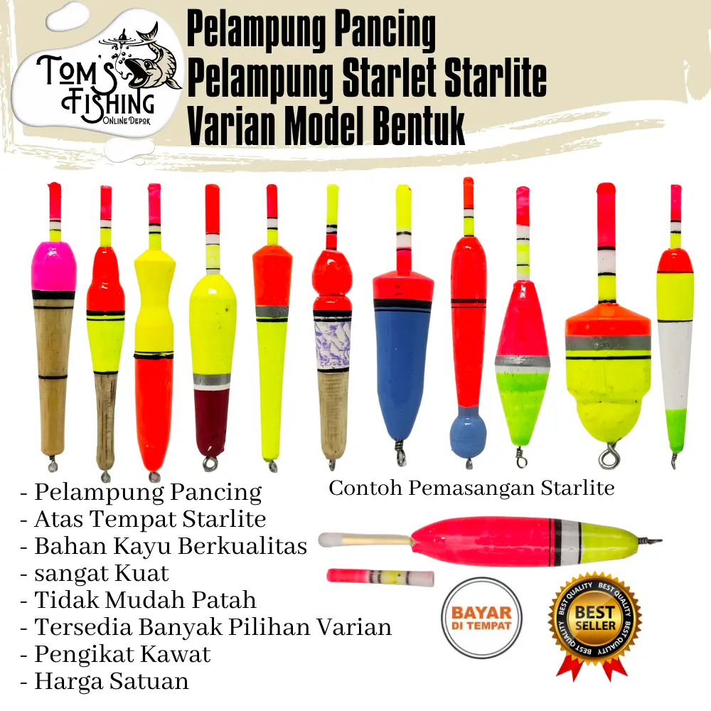 Pelampung Pumbul Pancing Starlet Starlite Kayu Pendek/Panjang Model Berkualitas Murah - Toms Fishing