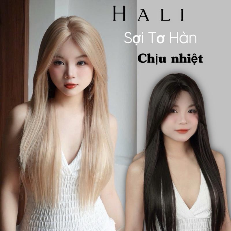 Tóc Giả Nữ Thẳng Nguyên Đầu HALI 60cm nhiều màu chất tơ hàn cao cấp chịu nhiệt