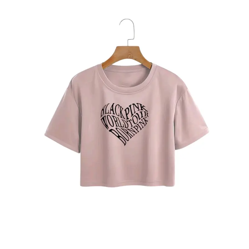 Atasan Crop Top Anak Perempuan remaja Usia 12-16 Tahun Model kekinian LOVE BLACKPINK Fashion 1