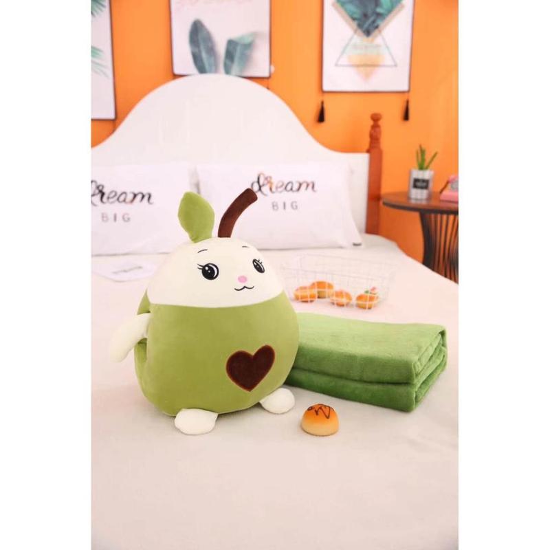 Gấu bông quả bơ xanh kèm mền