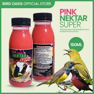 Bird Oasis Pink Nektar Super 150ml Suplemen Vitamin Nutrisi Protein untuk Burung Pleci Sogon Kolibri & Cruckcuk nektar Vitamin Burung Kicau nextar  sogon nektar  kolibri nextar  sogon nextar  sogon Vitamin Burung Kicau Gacor