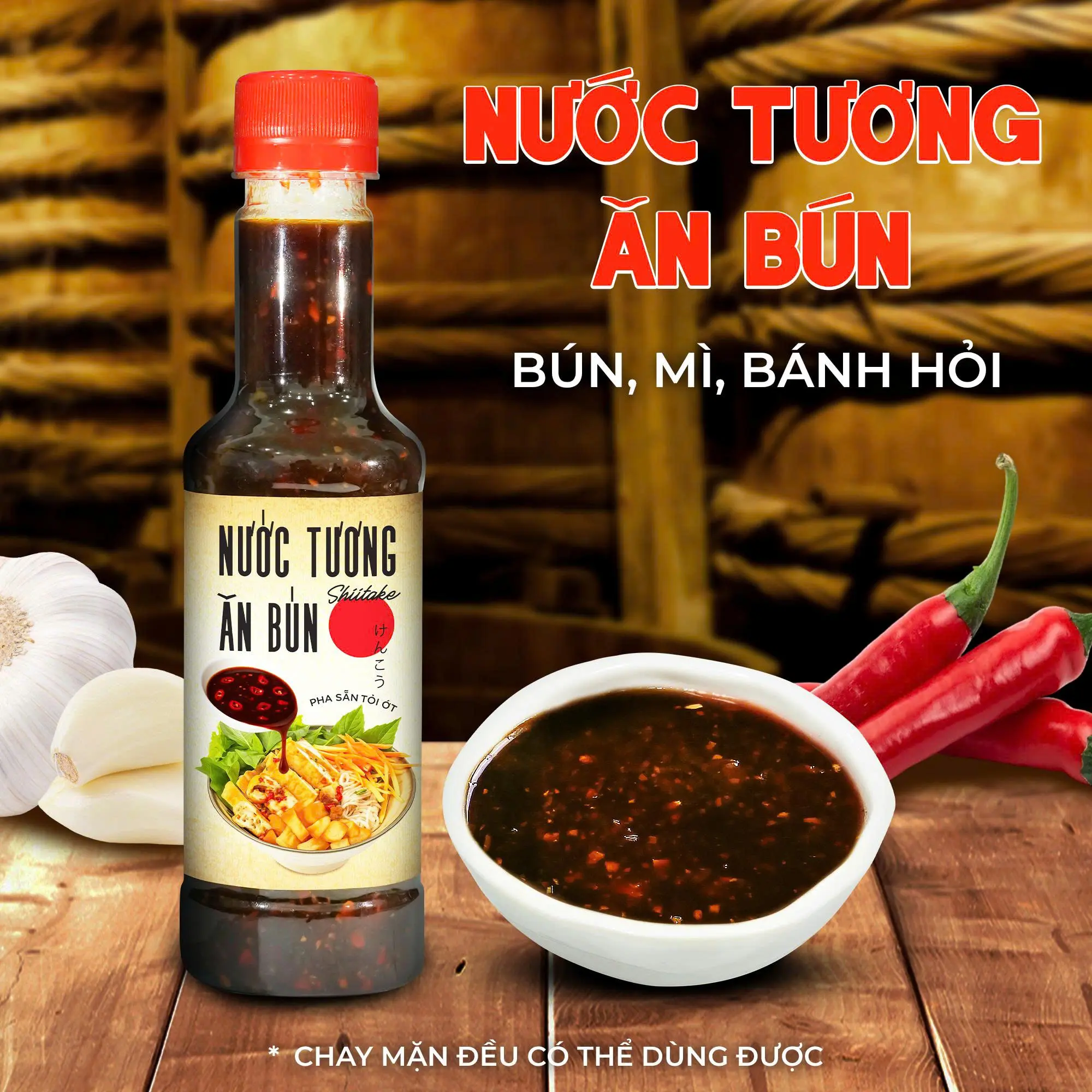 Nước Tương Pha Sẵn Tỏi Ớt Shiitake 270g Ăn Bún Rất Ngon - Nguyên Liệu Tươi Thơm Ngon Đặc Biệt Làng Chài Xưa