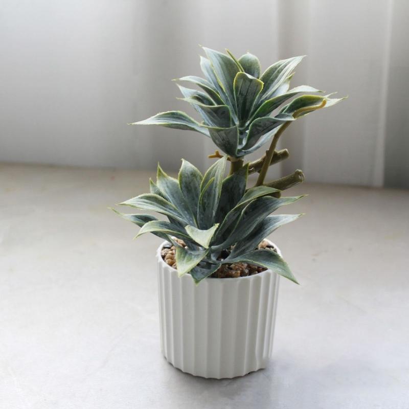 Chậu cây tiểu cảnh bonsai sen đá giả bằng nhựa cao 20cm để bàn kệ sách trang trí decor tiện lợi bền đẹp