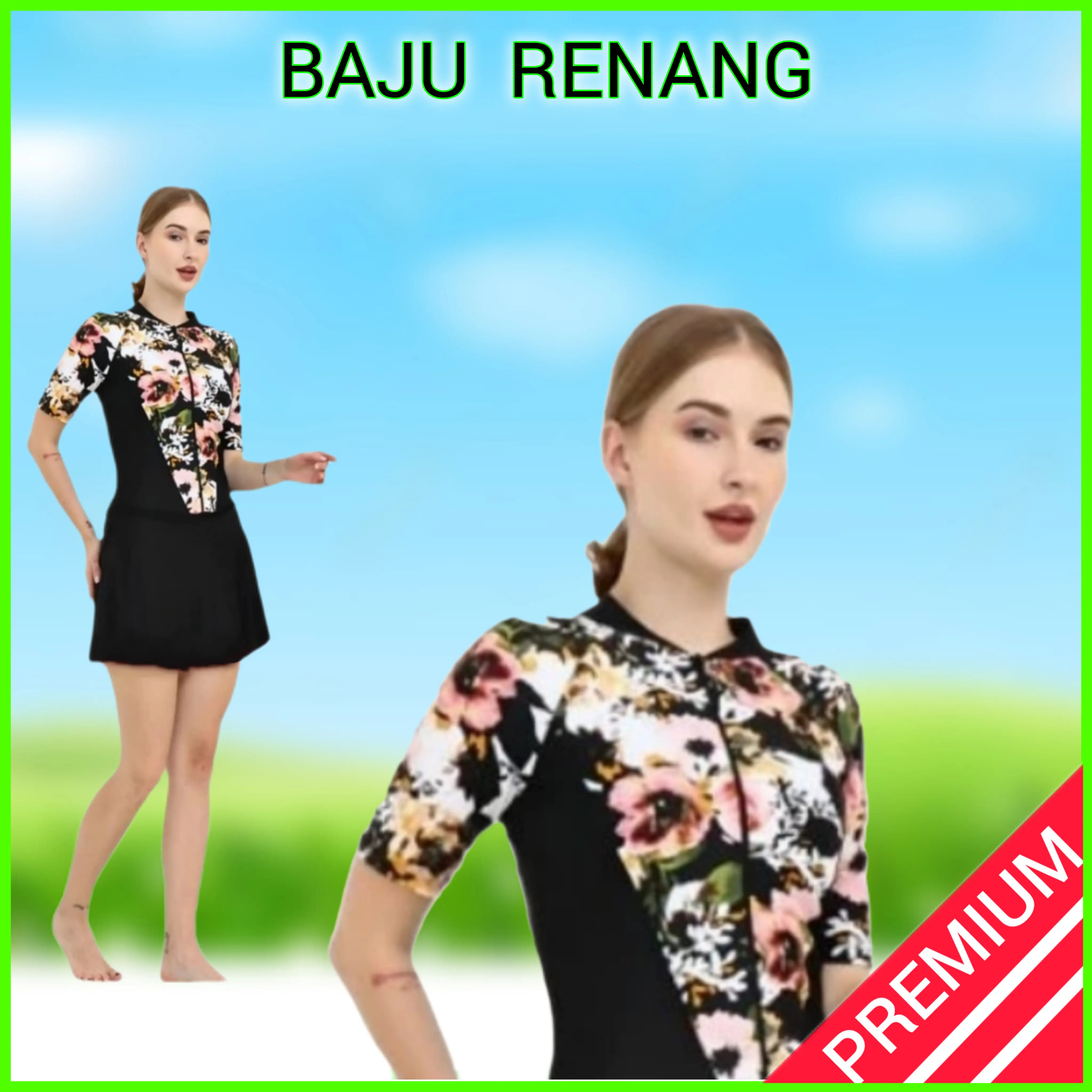 Baju Renang Wanita Lengan Pendek Rok Motif Model Terbaru Bahan Premium Pakaian Berenang Diving Cewek Remaja Dewasa Ready Big Size Jumbo Ada Lapis Cup BH Bra Celana Pendek Rok Menyatu Dengan Atasan Murah Bisa COD