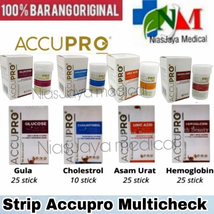 Alat Cek Accupro 4in1 - Strip Gula Darah, Kolesterol, Asam Urat, dan HB