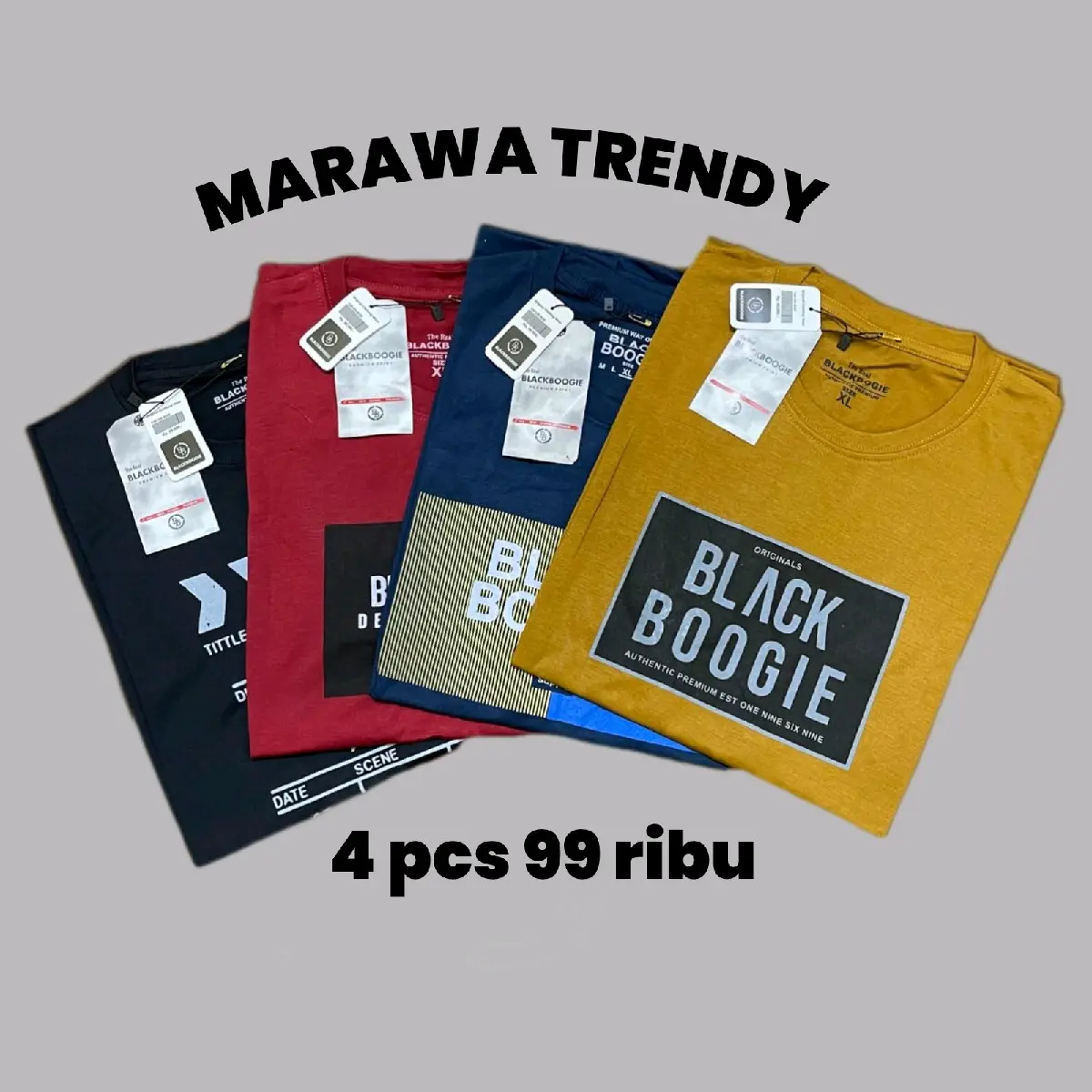 PAKET HEMAT 4 pcs 100 Ribu M - XXXL ,KAOS DISTRO PRIA dan WANITA Semi Katun Baju Oblong DEWASA Variasi - Black boogie - Motif, lengan pendek