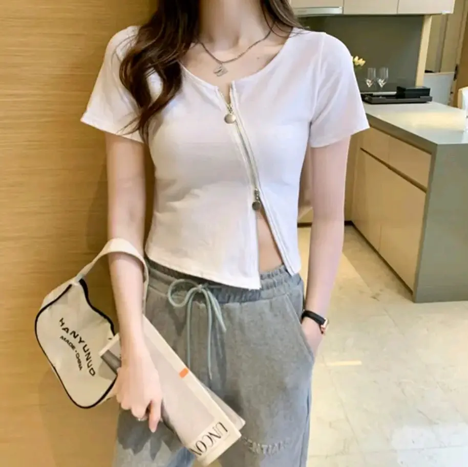 L/XL Hot Girl Double Zipper Soft Lightweight Knitted Top (3 colors)