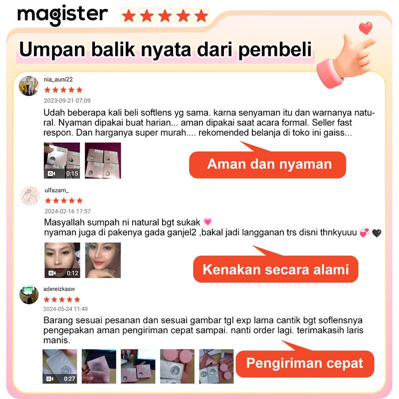 Product Introduction of 【New & Normal】Magister Softlens DIA 14.2/14.5mm Cokelat Natural Nils Brown Lens Kontak Minus 0.00~-6.00 Abu-abu Ocean Smog Gray Lensa with Case 14