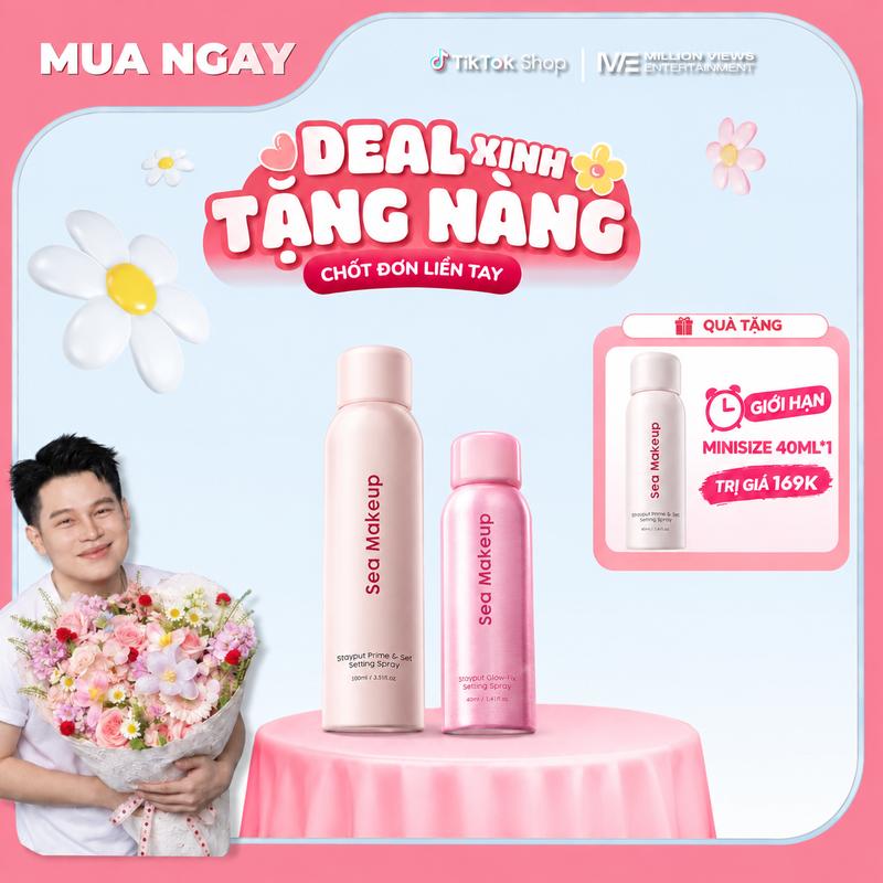 [Long Chun×Sea Makeup] Xịt khoá nền Sea Makeup Hỗ trợ cố định lớp trang điểm dưỡng ẩm lâu trôi và hiệu quả lì mịn 100ml/40ml