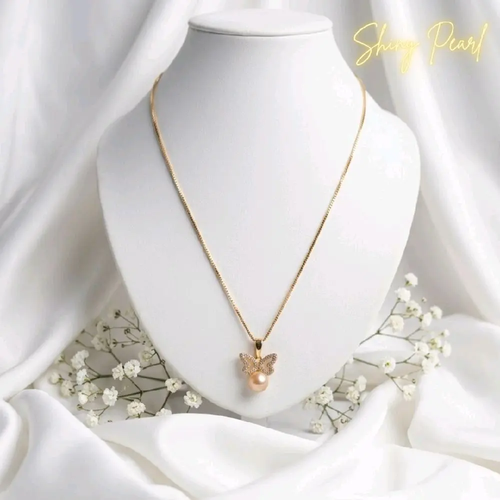 kalung mutiara asli lombok - liontin kupu-kupu