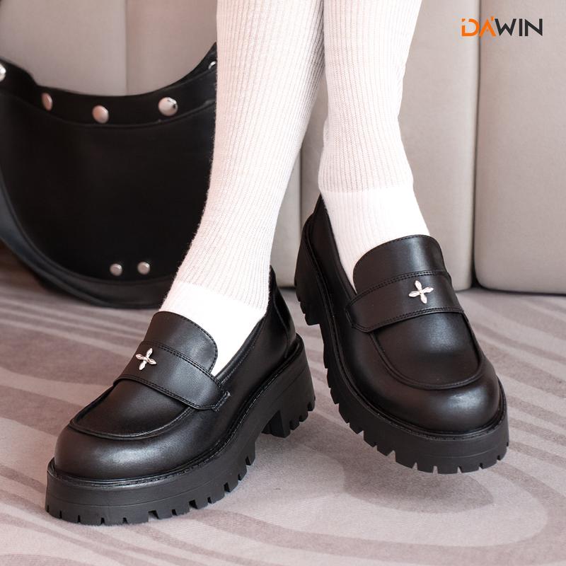   LÙI 1 SIZE  Giày lười đốc nữ đế cao 5cm chất da mềm có size 40 basic thời trang Aura Loafer - DAWIN 