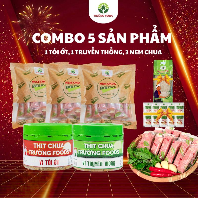  Trường Foods Combo "Càn Quét Bàn Tiệc" - Combo 5 Đặc Sản  1 Thịt Chua Tỏi Ớt 1 Thịt Chua Truyền Thống 3 Nem Chua  