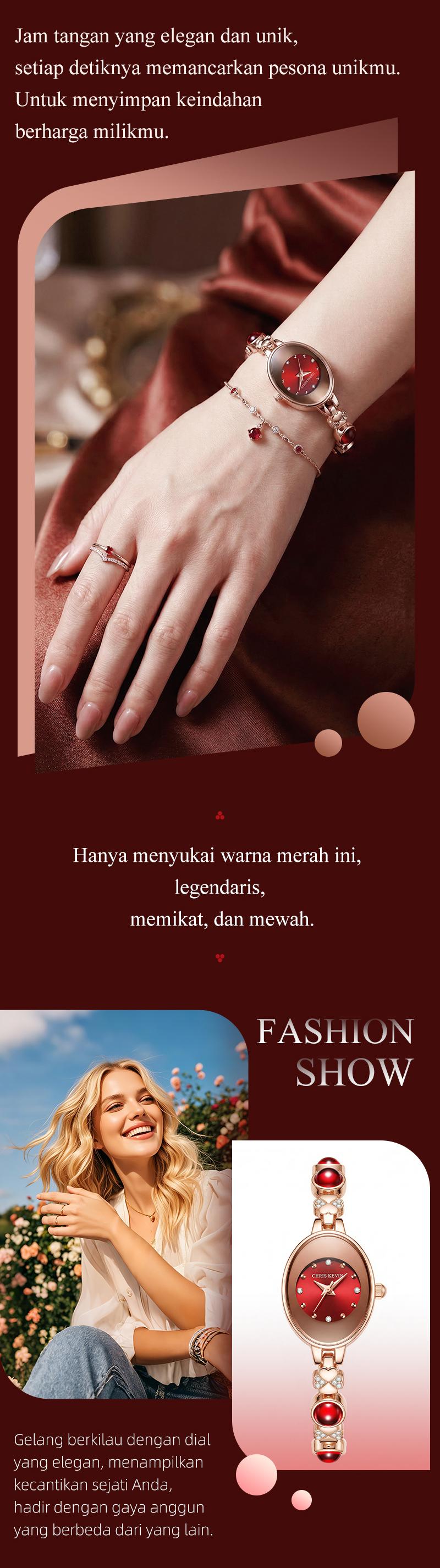 CHRIS KEVIN[COD]jam tangan wanita bergaya klasik retro, elegan, mewah ringan, tahan air, dengan desain perhiasan yang anggun
