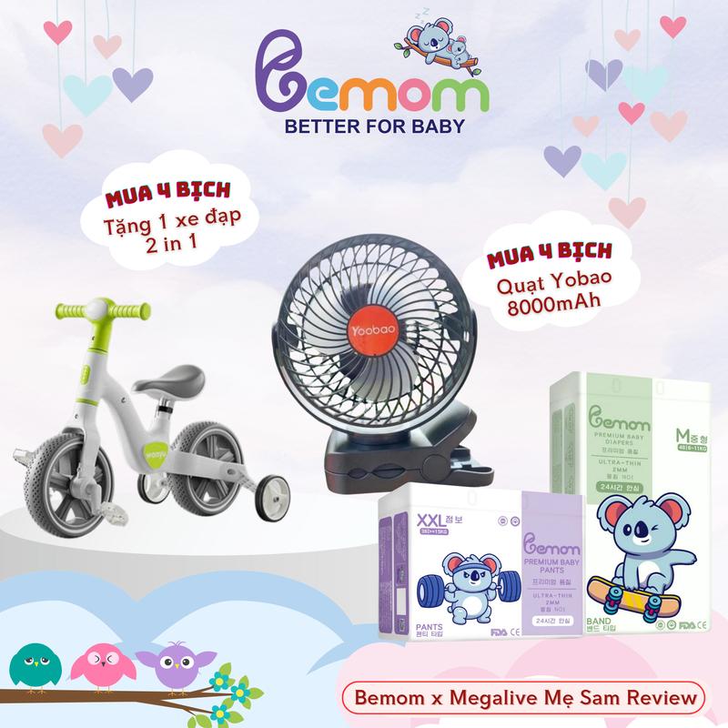 [KOL-CFV] Combo 4 bịch bỉm Bemom Plus  Hàn Quốc mỏng nhẹ, thấm hút tốt cho bé