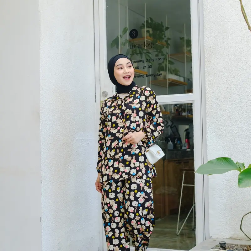 Setelan Lengan Panjang Set Kemeja Celana Celana One Set Wanita 4
