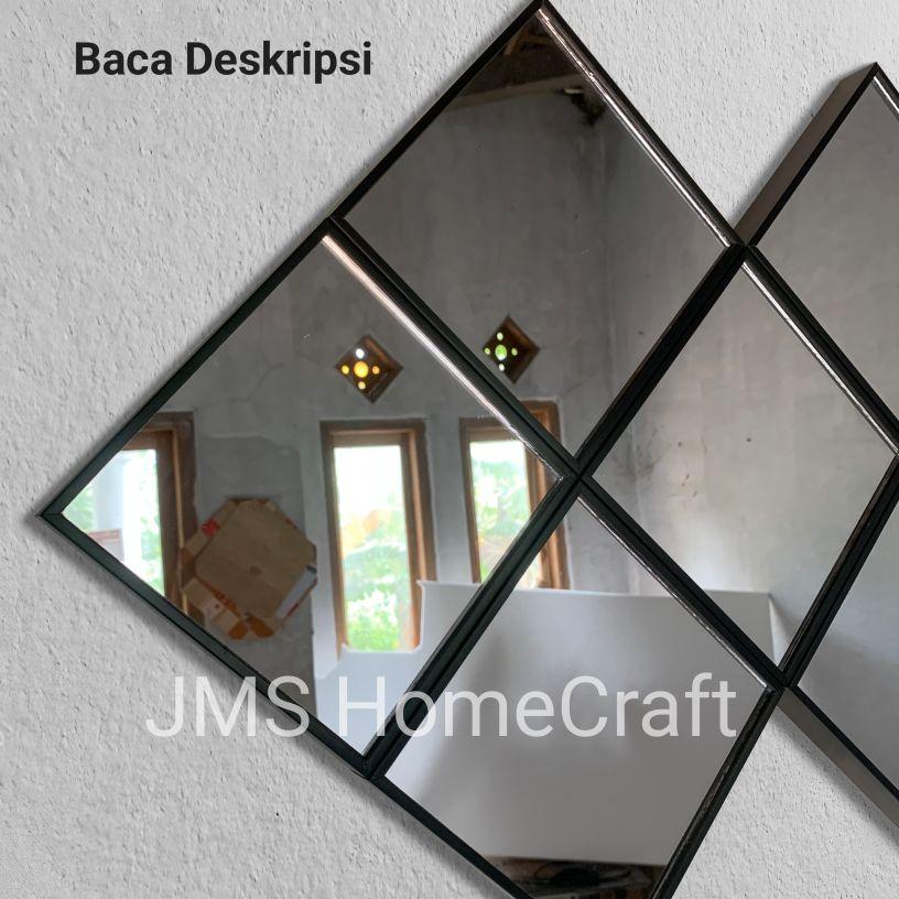 Kaca Cermin Dinding Tempel Cermin Dekorasi Ukuran 15×15cm