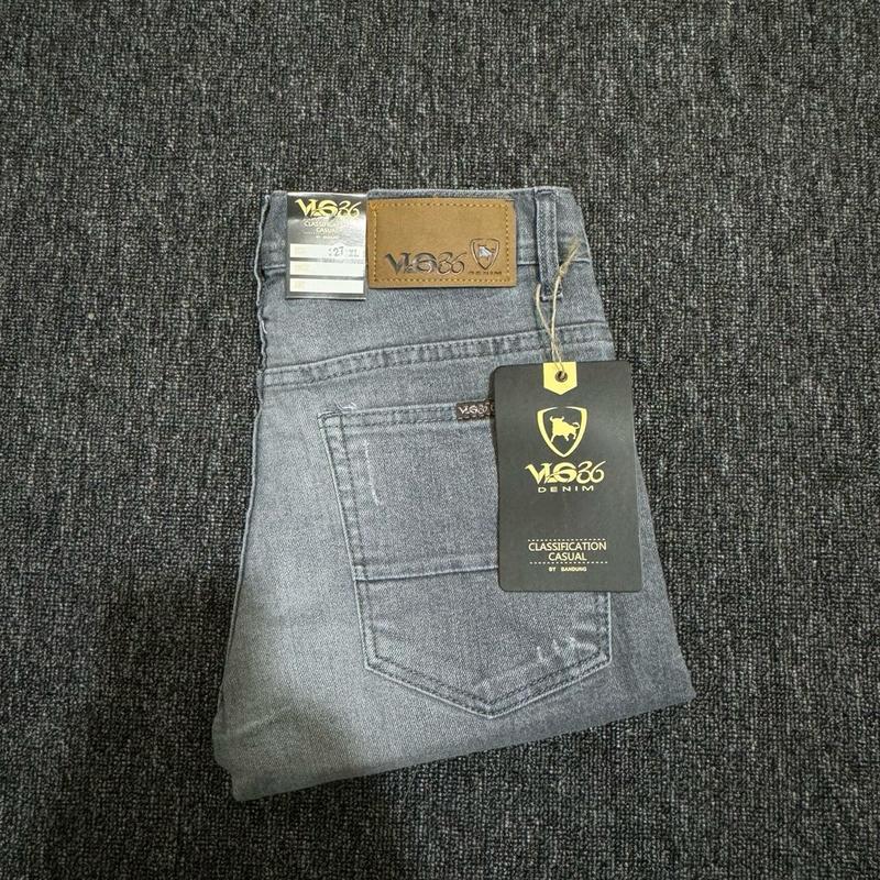 27-33 CELANA JEANS PANJANG ABU SOBEK PAHA BLACK VIPER   Melar Slim Fit Skinny Stretch Denim Lembut Pria Tebal 4