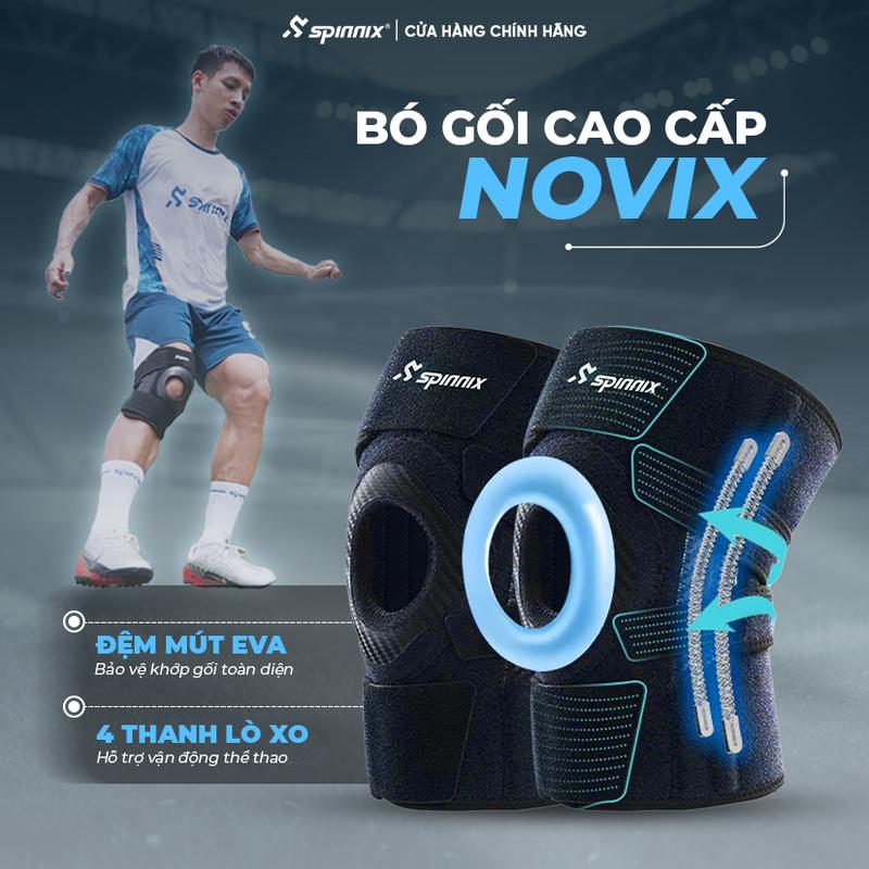 Bó gối thể thao Spinnix Novix 4 lò xo trợ lực đệm EVA 4 đai quấn hỗ trợ khớp gối