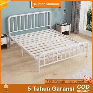 RM1-Ranjang Besi Single dan Ganda Rangka Logam Diperkuat Desain Modern Sederhana Bahan Anti Karat Struktur Stabil dan Kuat Untuk Kamar Tidur Apartemen Kos Kosan Mudah Dipasang Tahan Lama Berat Ideal Ukuran 90x200 120x200 160x200 CM【Lima tahun garansi】