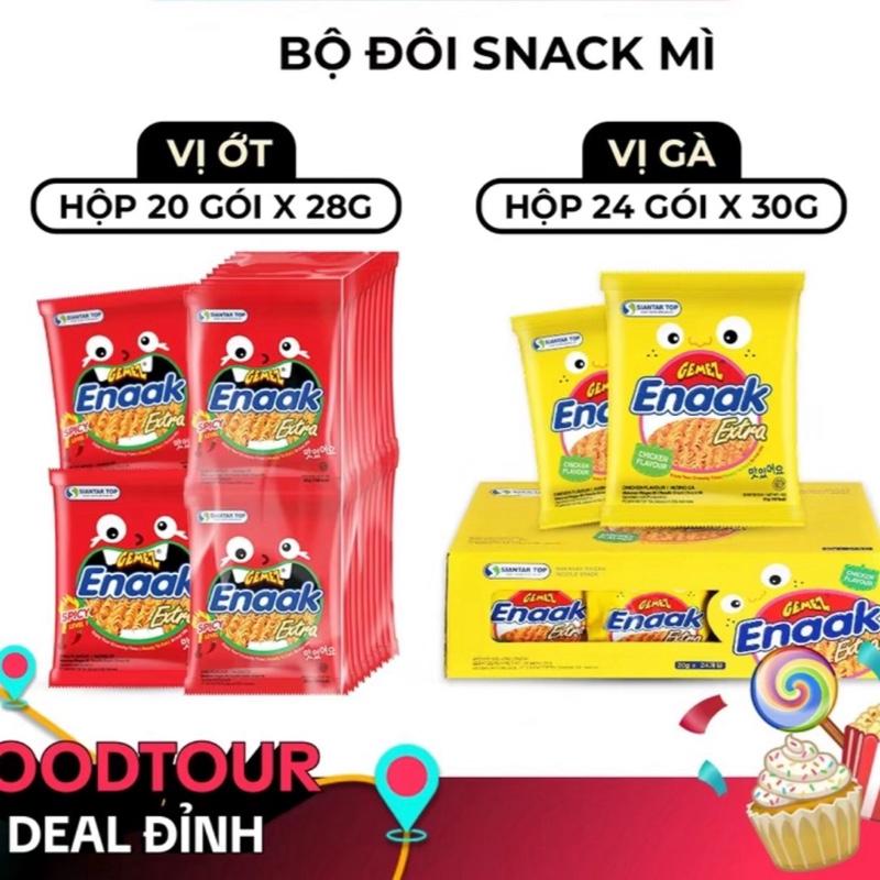  COMBO Ăn Vặt Bộ Đôi snack mì ăn liền trẻ em Enaak Hương Ớt 20gói x 28gr Enaak Hương Gà 24gói x 30gr Food Miến Thức Ăn gói cay 
