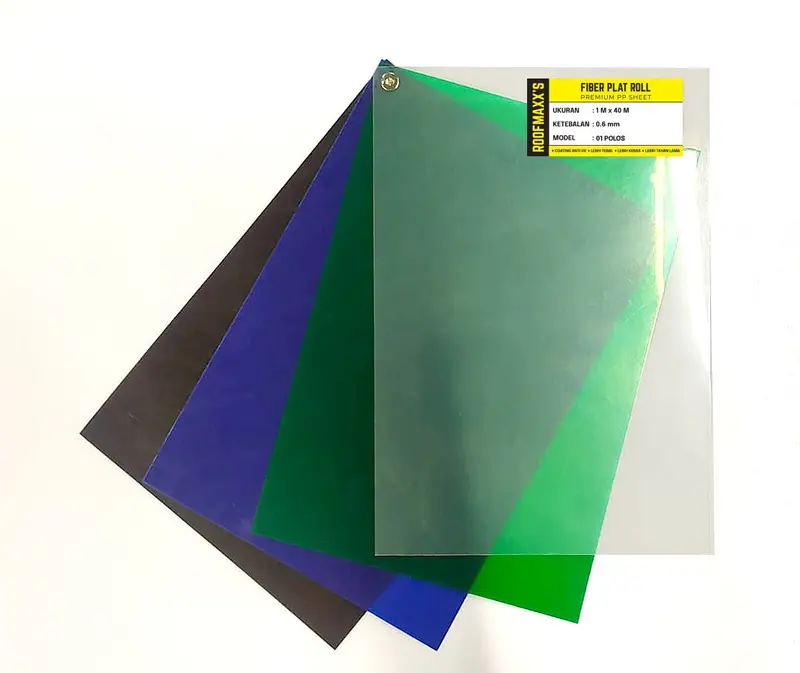 Fiber Plastik Plat Penutup Pagar Motif Polos 0.6mm 0