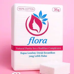 [free gift] Flora Kapas Kecantikan 35g - 100% Cotton Lembut untuk Kecantikan Lebih Halus dan Natural Purity
