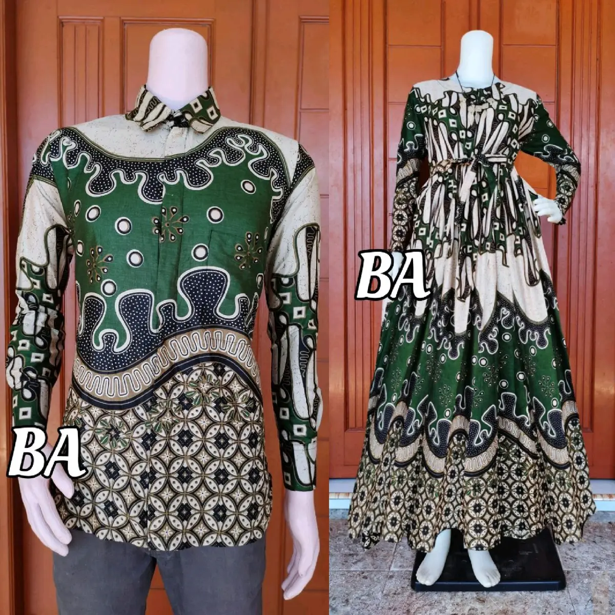 Gamis Batik Couple Suami Istri L XL XXL JUMBO Batik Katun Baju Pasangan
