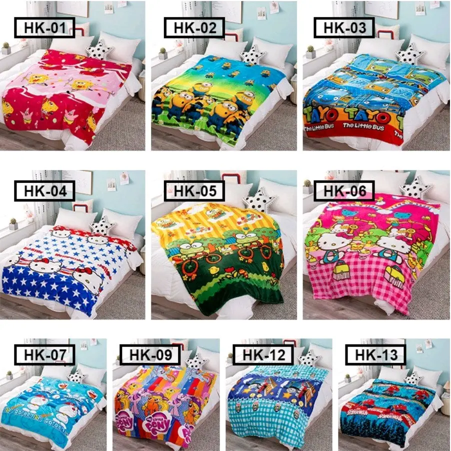 Selimut Bulu Karakter Murah - Bahan Panel Bulu Halus - Ukuran 130 x 180 cm - Tanpa Tas - Kado
