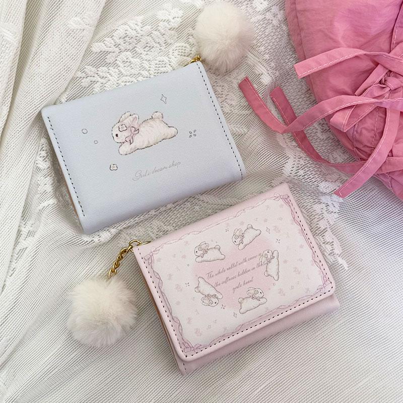 Ví Nữ Ngắn, Thiết Kế Họa Tiết Hoạt Hình, Dễ Thương, Có Thể Gập Lại, Phong Cách Đại Học, Ví 1