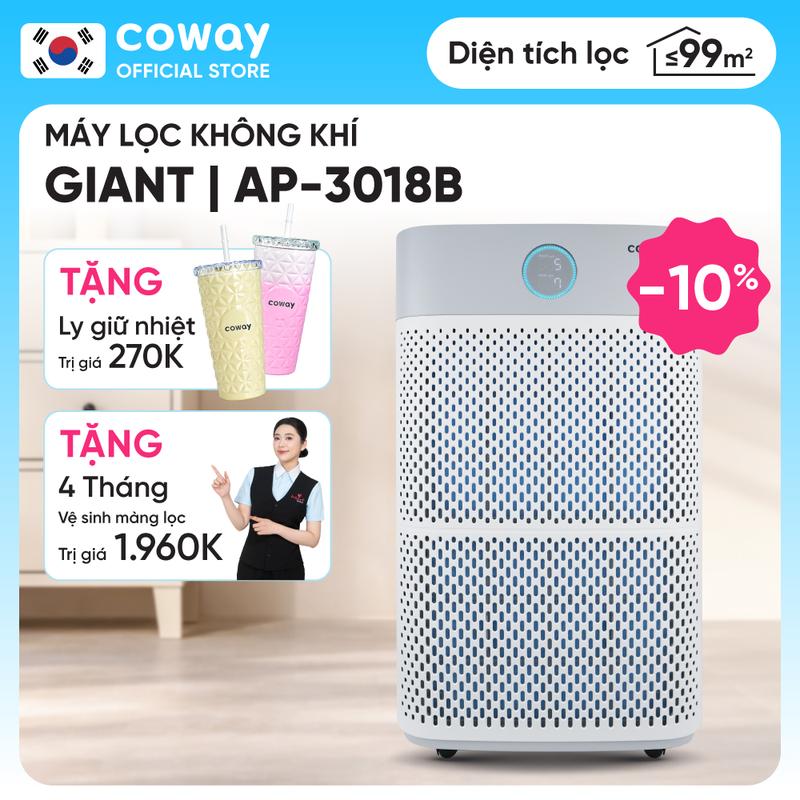 Máy lọc không khí Coway GIANT | AP-3018B | Máy lọc công suất lớn cho 99m2 I Lọc bụi mịn PM10 PM2.5 PM0.3 | Hàng chính hãng