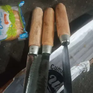 Paket Hemat 3 Pcs Pisau Dapur Baja Tanggung Pisau Tiger dengan Gagang Kayu Natural dan Tahan Lama Kitchenware pisaubaja