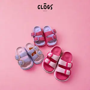 SC - Sendal Selop Big Let Eva Anak Cewek 2 Pin Buckle Slip On Clasic Kekinian Empuk Lucu