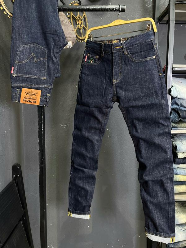   GIÁ MỞ BÁN   3K DENIM Jean Denim Guangzhou-2252  Quần Jean Nam Dài Màu Xanh Đen Viền Chỉ Nâu Lót Caro Đỏ Mẫu Mới J3885 Chi Tiết Như Hình. 