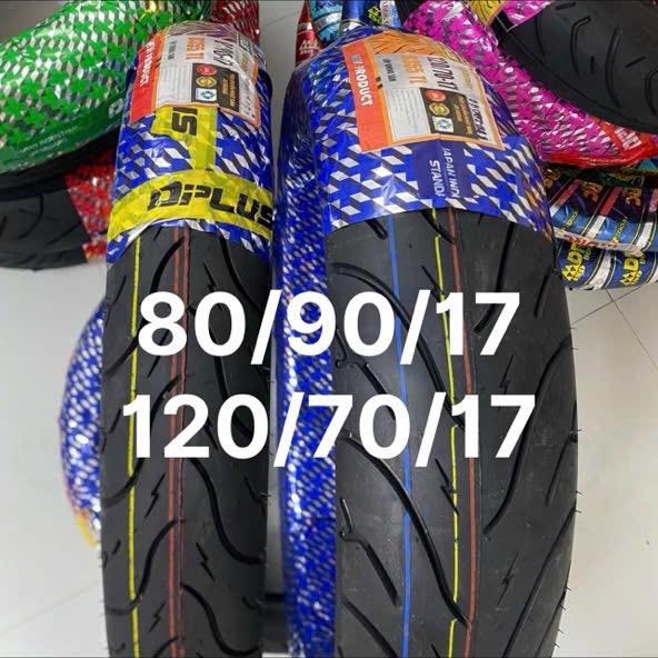 1 cặp lốp xe ex150 155 winer thương hiệu dplus , dòng lốp không ruột vỏ dày bám đường tốt thông số 80/90/17 và 120/70/17