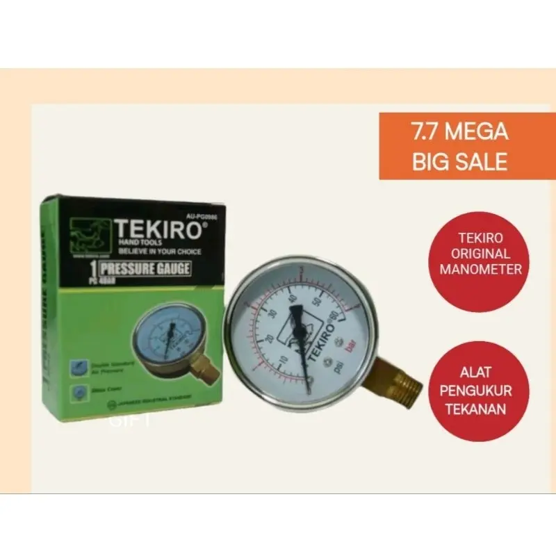 Manometer Original Tekiro. Alat Pengukur Tekanan Boiler Setrika Uap - Pengukur Suhu Boiler Setrika Uap 1