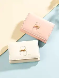 Dompet Lipat Wanita Bear Korean Style Kartu Uang Kulit PU