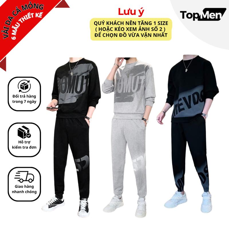  TopMen Bộ Quần Áo Nam Dài Tay Chất Nỉ Da Cá mỏng Topmen Việt Nam Size 40-100 Cân Vải Cotton X Poly Thấm Hút Giữ Ấm Thoải Mái Thoitrangnam Aoni Aodaitaynam 