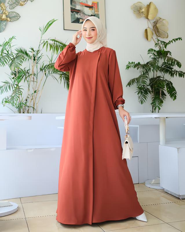Gamis Lebaran Mariyam Dress Maxi Wanita Muslim Dewasa abaya gamis  polos  crinkle 2
