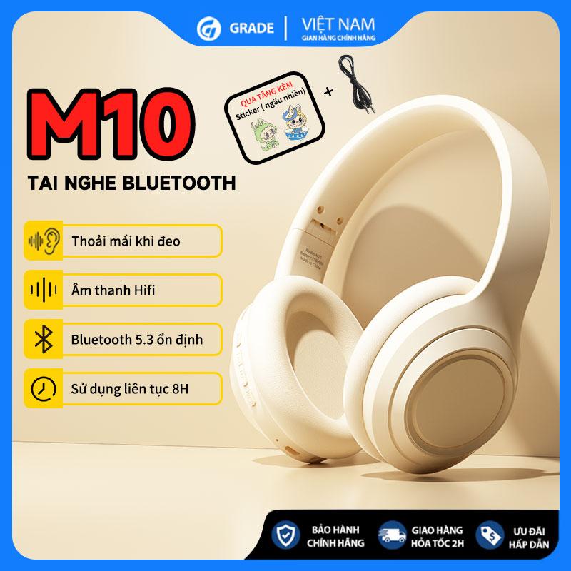 GUANRUIDA Tai Nghe Bluetooth M10 Chụp Tai Không Dây Chống Ồn Có Mic Đàm Thoại Tốt Gấp Gọn Khử Tiếng Ồn Nghe Nhạc Nhét Tai Đàm Thoại Thể Thao Đen Bluetooth 5.3 8H