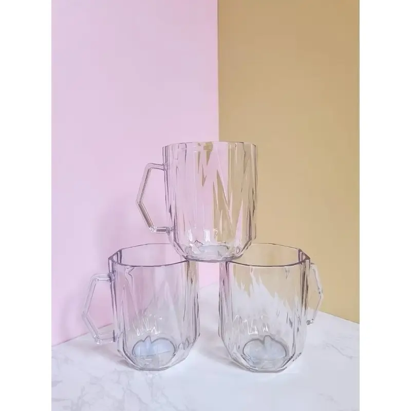 Cốc Nhựa Kim Cương Trong Siêu Dày Không Vỡ Chịu Nhiệt  Cao 450ML, 460ML Có Quai Cầm Uống Bia, Cốc Nước, Cốc Sinh Tố Siêu Đẹp Nhựa (Mã 6388, 6389 quai) 8
