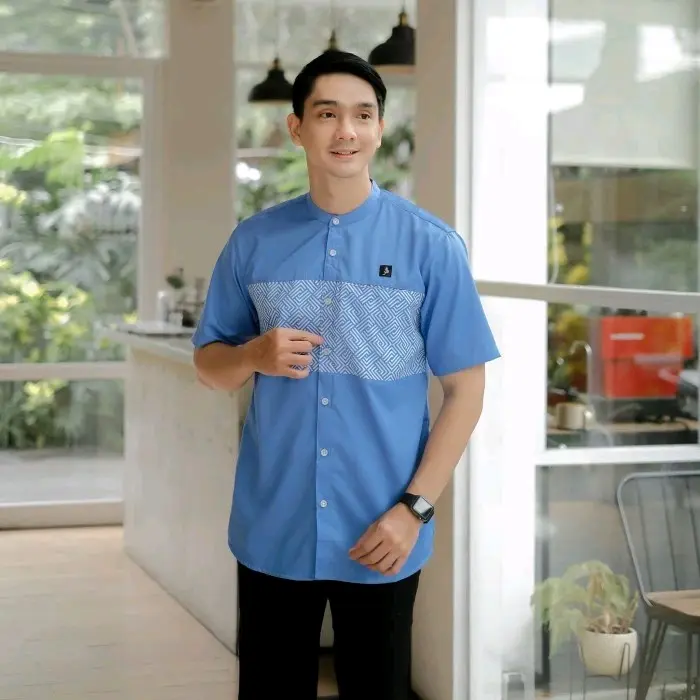 baju koko pria dewasa muslim motif kausar lengan pendek bahan full katun Atasan Kurta Terbaru
