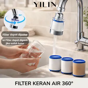 Filter Keran Air 360° Purifier Penjernih Air Wastafel & Dapur Anti Klorin Dapat Diputar dan Diganti