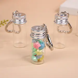 10ml  Storage Bottle with Love Keychain Mini Transparent Glass Bottles Aluminium Cap Empty Sample Jars Liquid Containers