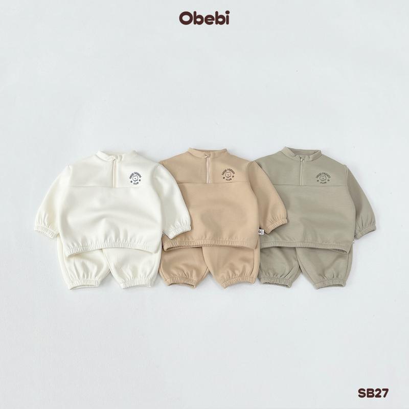 SB27 Set Bộ Nỉ 2 Mặt Air Layer Obebi Thời Trang Thu Đông Ấm Áp Cho Bé Trai Bé Gái