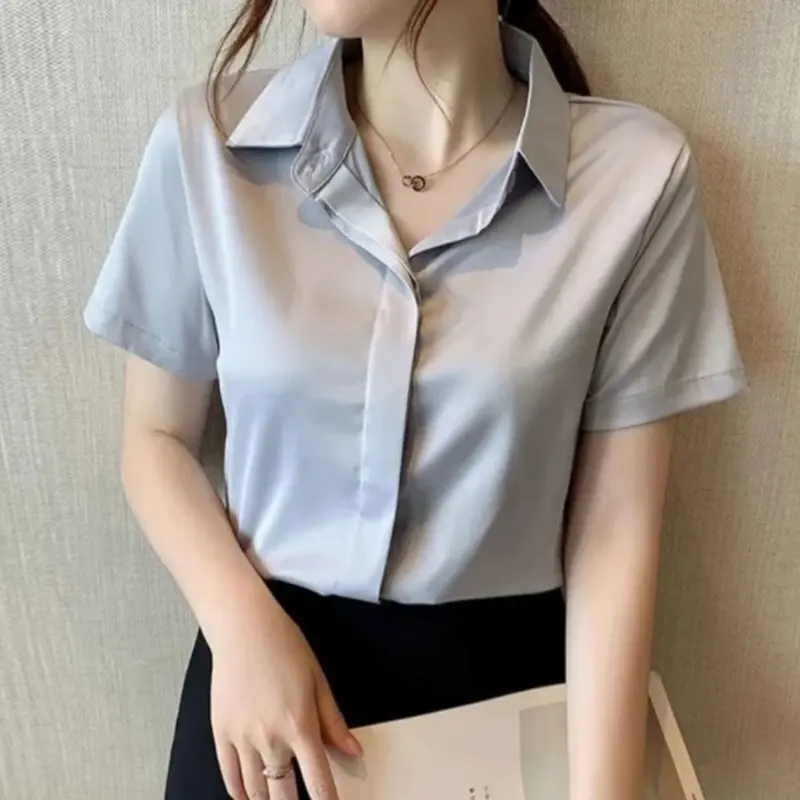 Kemeja Korean Style Lengan Pendek Wanita Formal Matt Shakila Twill By Diary Fashion 4
