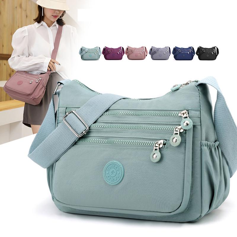 Túi Đeo Chéo Nylon Chống Thấm Nước Cho Nữ, Túi Du Lịch Sức Chứa Lớn Có Khóa Kéo Nhiều Lớp Cho Bé Gái, Túi Đưa Thư Đựng Đồ Giải Trí Ngoài Trời Đeo Vai 1